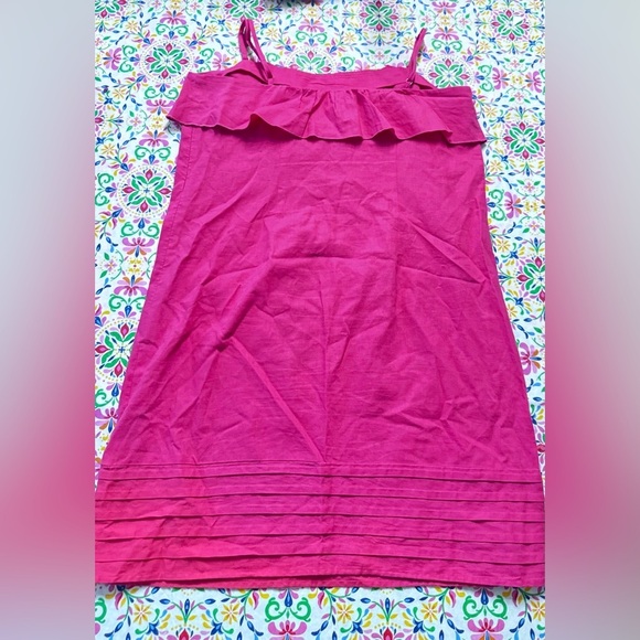 Ann Taylor Loft Linen Cotton slip dress pink ruffle spaghetti strap size 10 pink - Picture 10 of 16